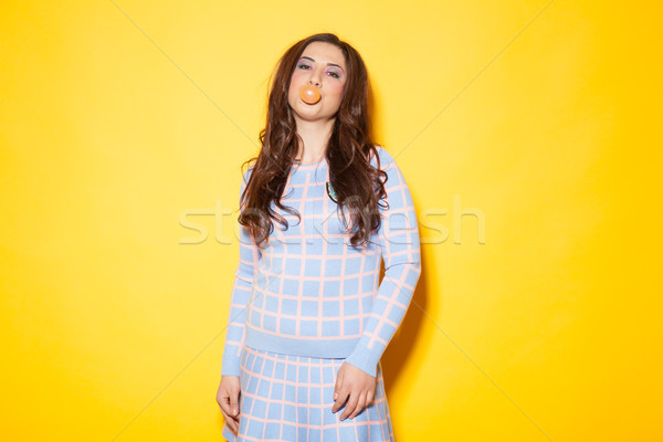girl tricked bubble of chewing gum Stock photo © dmitriisimakov