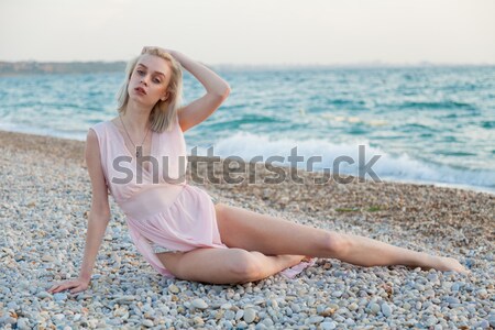 Ritratto bella ragazza lingerie spiaggia Ocean donna Foto d'archivio © dmitriisimakov