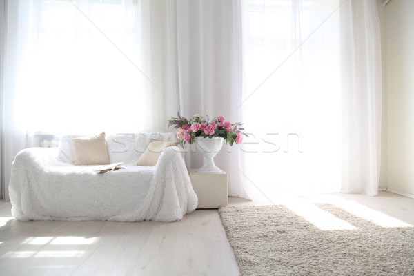 Stock foto: Weiß · Lounge · Sofa · groß · Fenster · Farbe