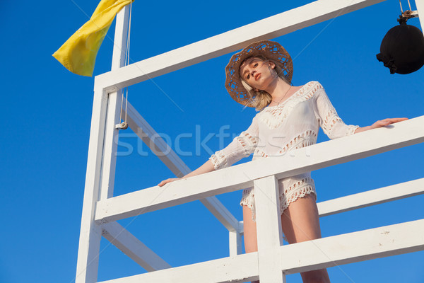 Retrato hermosa niña lencería playa océano mujer Foto stock © dmitriisimakov