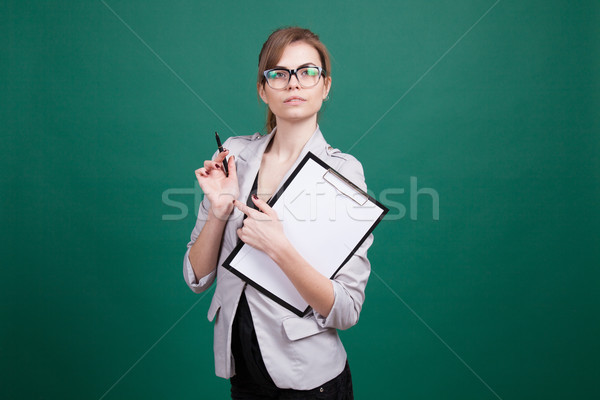 Business woman sekretarz folderze papiery wartościowe nauczyciel kobieta Zdjęcia stock © dmitriisimakov