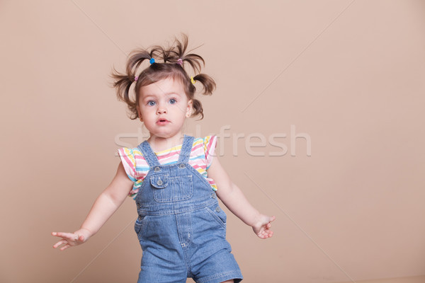 funny girl with pigtails in summer Stock photo © dmitriisimakov