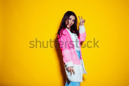 女孩 粉紅色 內衣 長袍 尼斯 時尚 商業照片 © dmitriisimakov