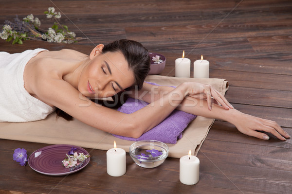 girl lies in the sauna before the massage and Spa Stock photo © dmitriisimakov