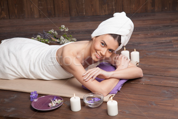 girl lies in the sauna before the massage and Spa Stock photo © dmitriisimakov