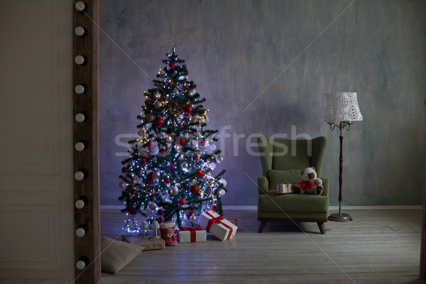 Christmas tree with lights and garlands and gifts home for Christmas Stock photo © dmitriisimakov
