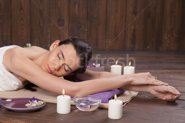girl lies in the sauna before the massage and Spa Stock photo © dmitriisimakov
