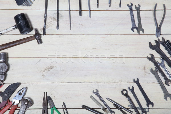 Foto stock: Construção · chave · de · fenda · reparar · ferramenta · branco · casa