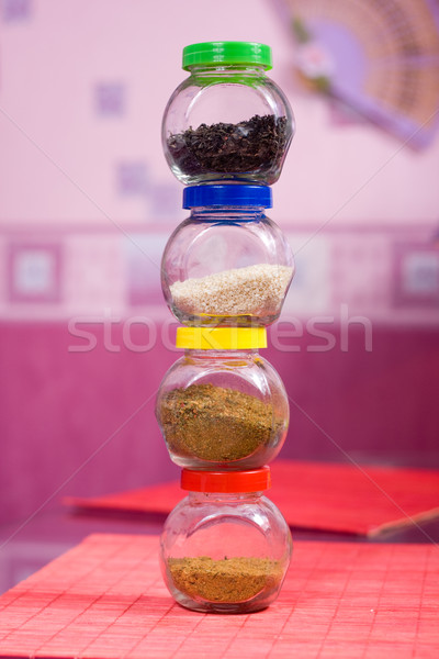 four glass jars  Stock photo © dmitroza