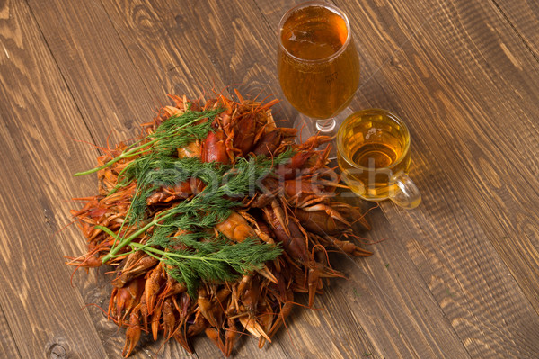 Crayfishes with beer  and dill Stock photo © dmitroza