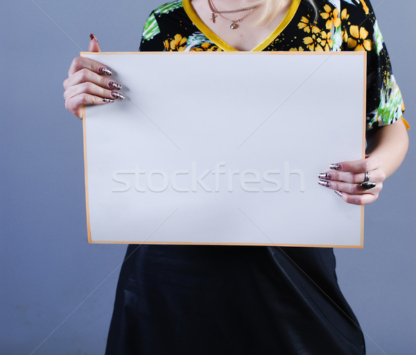 Nő plakát kék űr kártya női Stock fotó © dmitroza