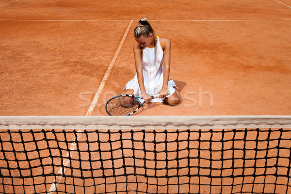 Foto d'archivio: Donna · bianco · tennis · abito