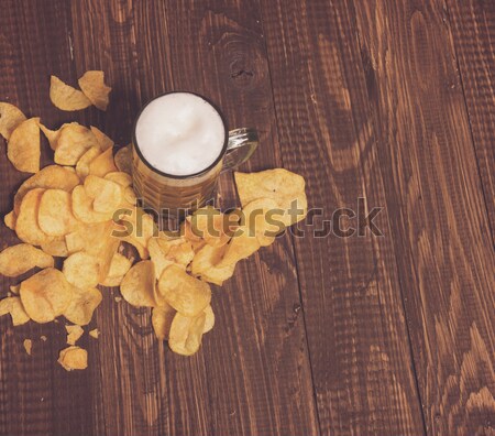 Chips with fish and beer Stock photo © dmitroza
