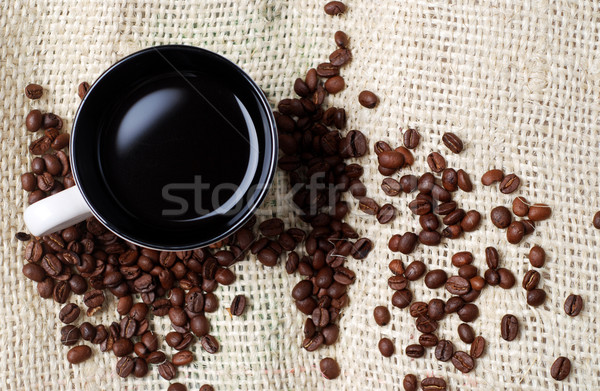 cup of coffee and coffee  beans Stock photo © dmitroza