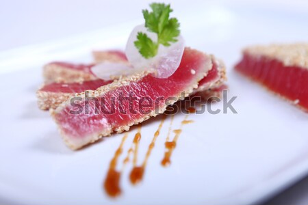 Fraîches thon viande blanche plaque Photo stock © dmitroza