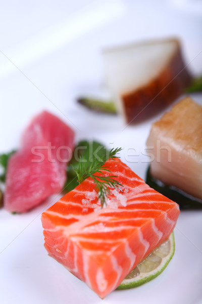 Frescos sashimi decorado cal primer plano Foto stock © dmitroza