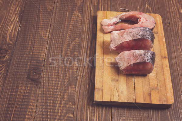 Foto stock: Três · peças · peixe · tabela · preto