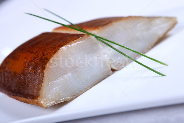 Fresh white fish with salad Stock photo © dmitroza