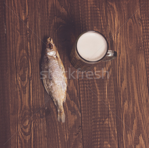 Frithy beer and fish Stock photo © dmitroza