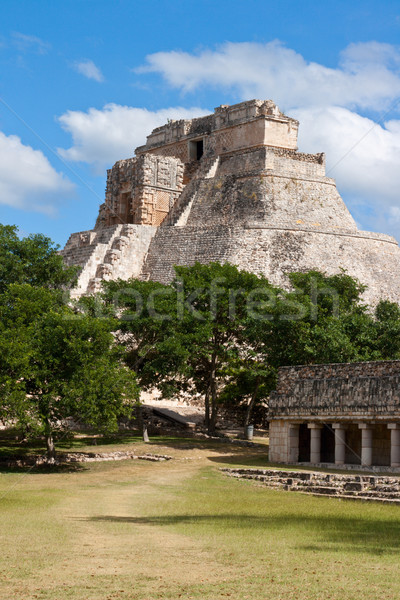 Mayan pyramid (Pyramid of the Magician, Adivino) in Uxmal, Mexic Stock photo © dmitry_rukhlenko