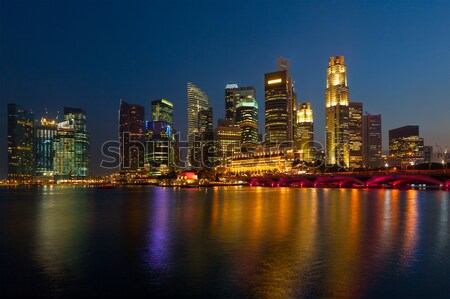 Zdjęcia stock: Singapur · panoramę · wieczór · marina · niebo · wody