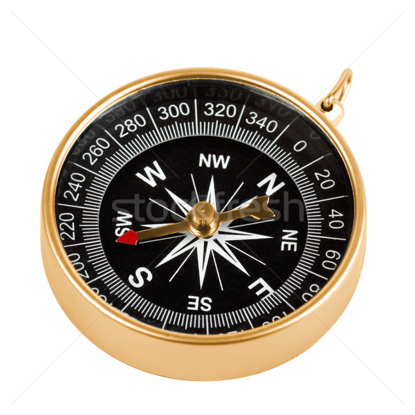 Stock foto: Messing · Kompass · alten · isoliert · weiß · Metall