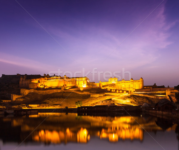 Foto stock: Fuerte · ámbar · noche · crepúsculo · iluminado · uno