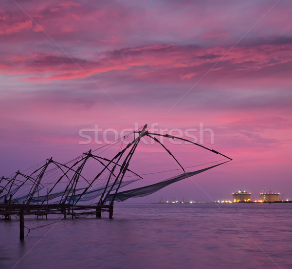 китайский закат Индия форт солнце силуэта Сток-фото © dmitry_rukhlenko