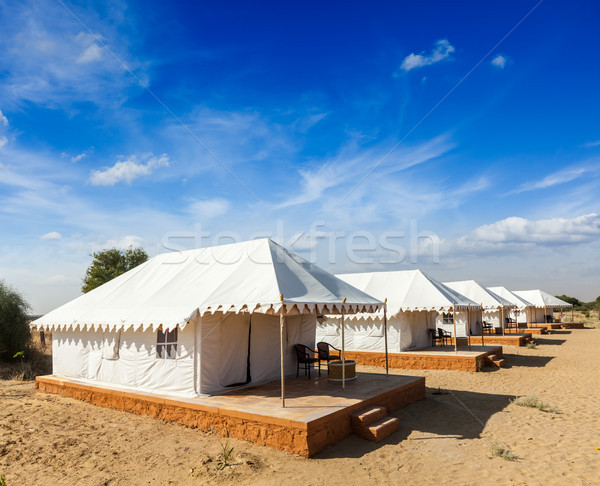 Tent camp in Thar desert. Jaisalmer, Rajasthan, India. Stock photo © dmitry_rukhlenko