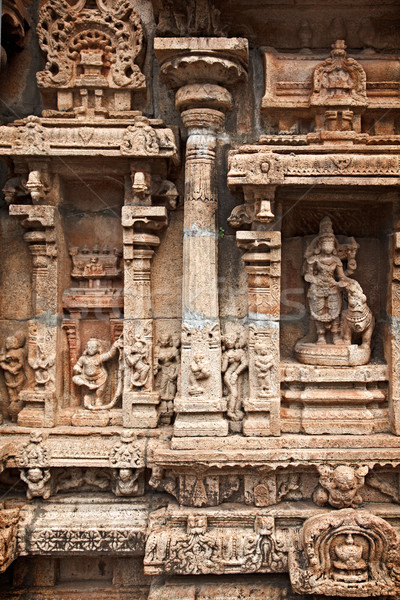Bas reliefes in Hindu temple. Sri Ranganathaswamy Temple. Tiruch Stock photo © dmitry_rukhlenko