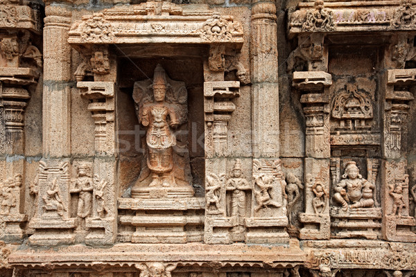 Bas reliefes in Hindu temple. Sri Ranganathaswamy Temple. Tiruch Stock photo © dmitry_rukhlenko
