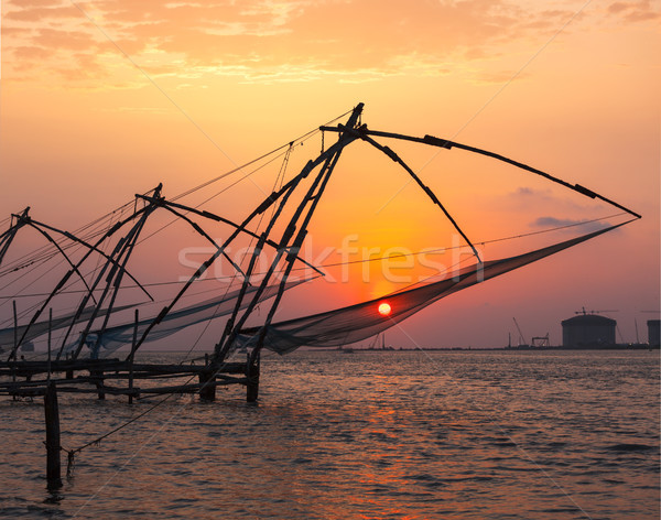 китайский закат Индия форт солнце силуэта Сток-фото © dmitry_rukhlenko