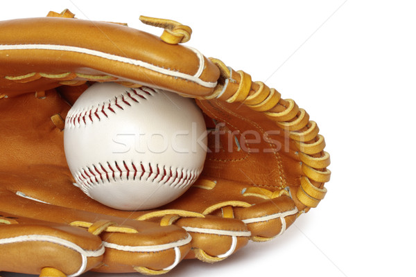 Baseball catcher mitt with ball isolated on white background clo Stock photo © dmitry_rukhlenko