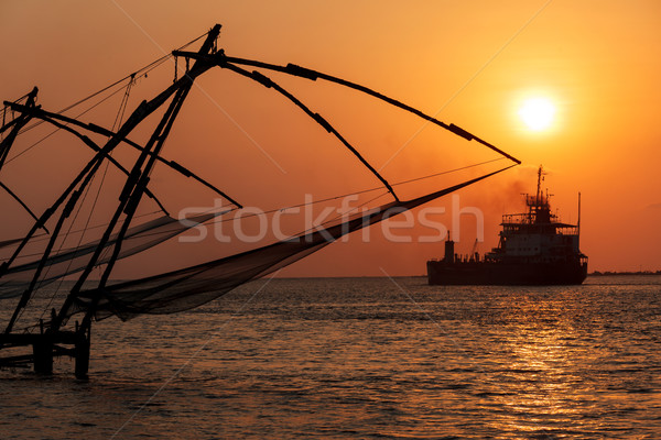 Kínai naplemente India modern hajó erőd Stock fotó © dmitry_rukhlenko