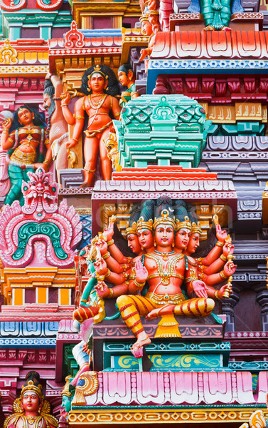 Stock photo: Sculptures on Hindu temple tower