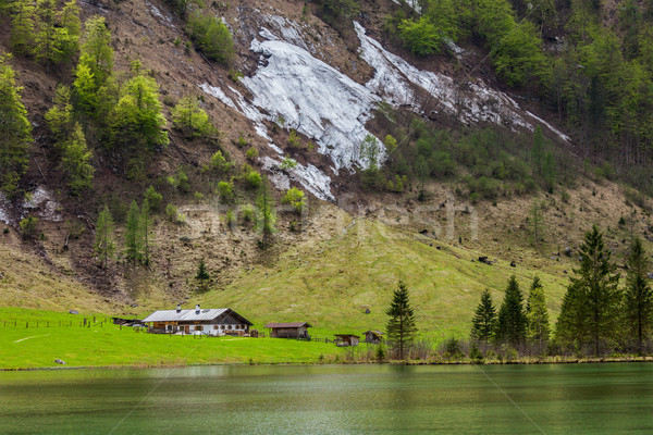 Foto stock: Lago · Alemanha · fazenda · casa · montanha · primavera