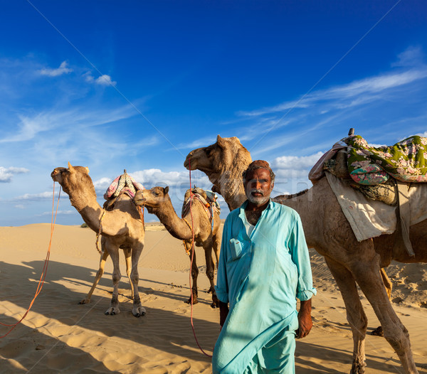 Stockfoto: Kameel · bestuurder · kamelen · woestijn · reizen · indian