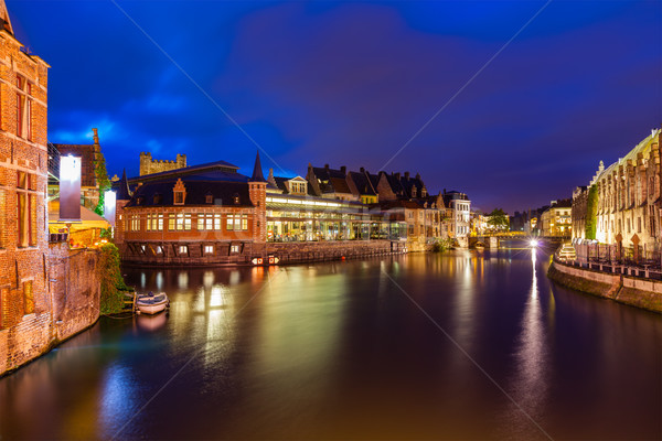 Ghent canal in the evening. Ghent, Belgium Stock photo © dmitry_rukhlenko