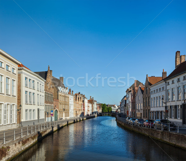 Belgia kanał średniowiecznej domów domu rzeki Zdjęcia stock © dmitry_rukhlenko