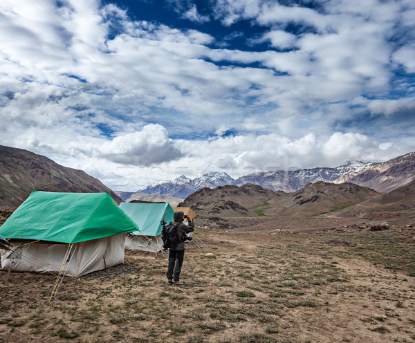 Fotograaf foto's himalayas bergen mobiele telefoon Stockfoto © dmitry_rukhlenko