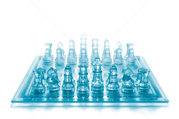 [[stock_photo]]: Verre · échecs · échiquier · succès · blanche · jouer