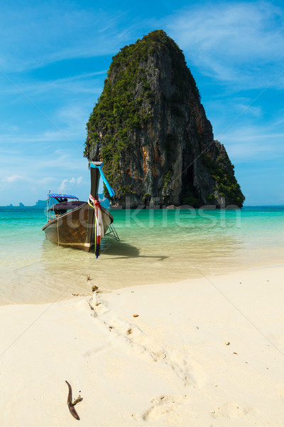 ストックフォト: 長い · 尾 · ボート · ビーチ · タイ · 熱帯ビーチ