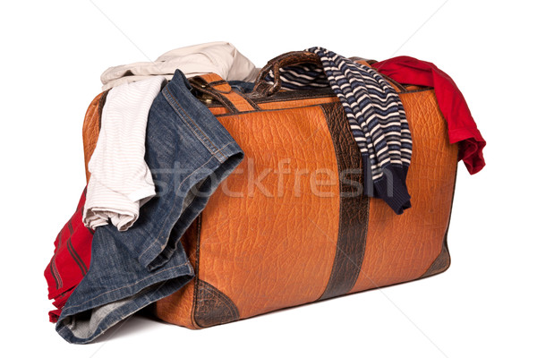 Bagaż odizolowany starych walizkę biały podróży Zdjęcia stock © dmitry_rukhlenko