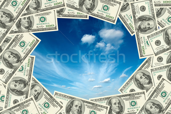 Sky visible thru frame made of dollars Stock photo © dmitry_rukhlenko