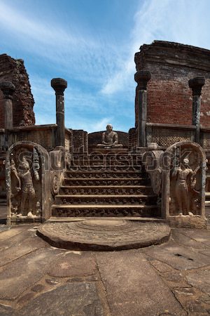 [[stock_photo]]: Anciens · séance · buddha · image · Sri · Lanka · Rock