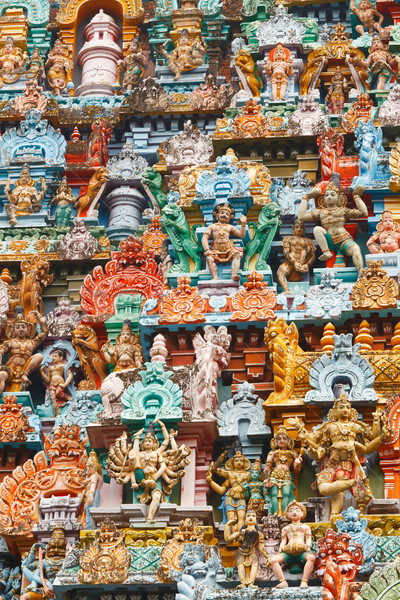 Sculptures on Hindu temple tower Stock photo © dmitry_rukhlenko