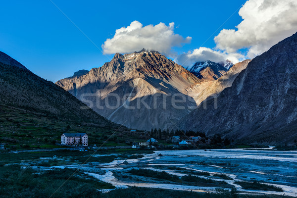 долины Гималаи закат деревне дороги здании Сток-фото © dmitry_rukhlenko