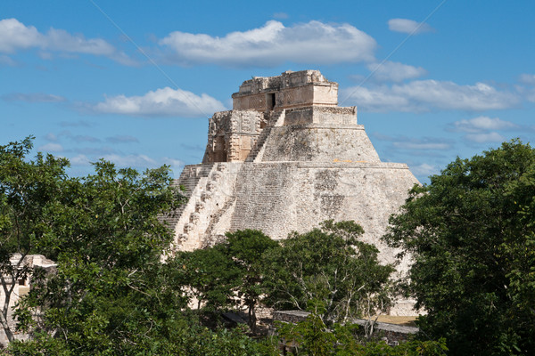 Mayan pyramid (Pyramid of the Magician, Adivino) in Uxmal, Mexic Stock photo © dmitry_rukhlenko