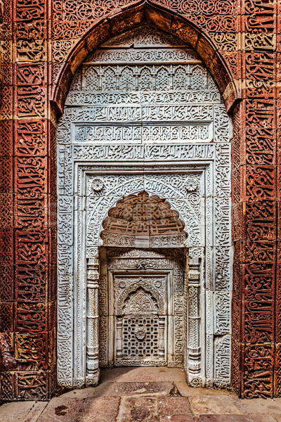 Decorato muro complesso Delhi India mattone Foto d'archivio © dmitry_rukhlenko