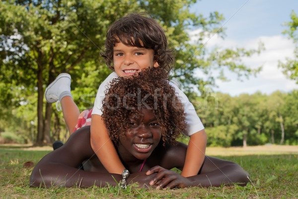 Verabschiedung Schwester glücklich african Kinder Stock foto © DNF-Style